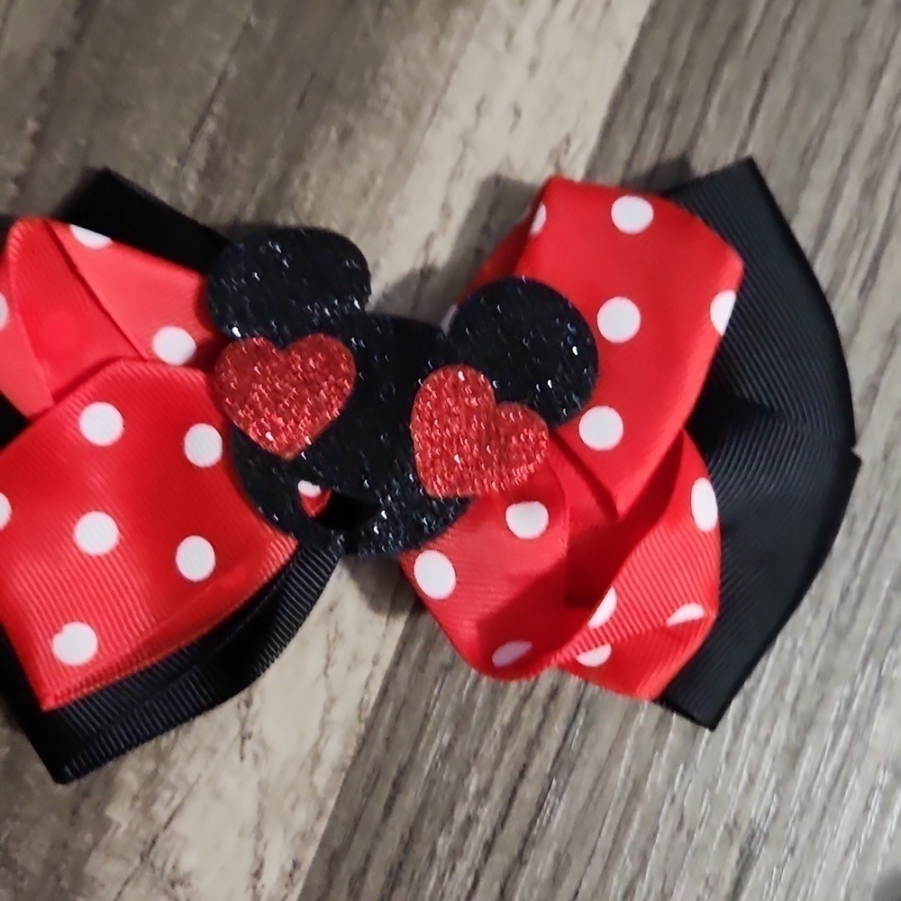 DISNEY Minnie Mouse Dress Size 6 Red and Black  with Matching Minnie Bow - Picture 3 of 7
